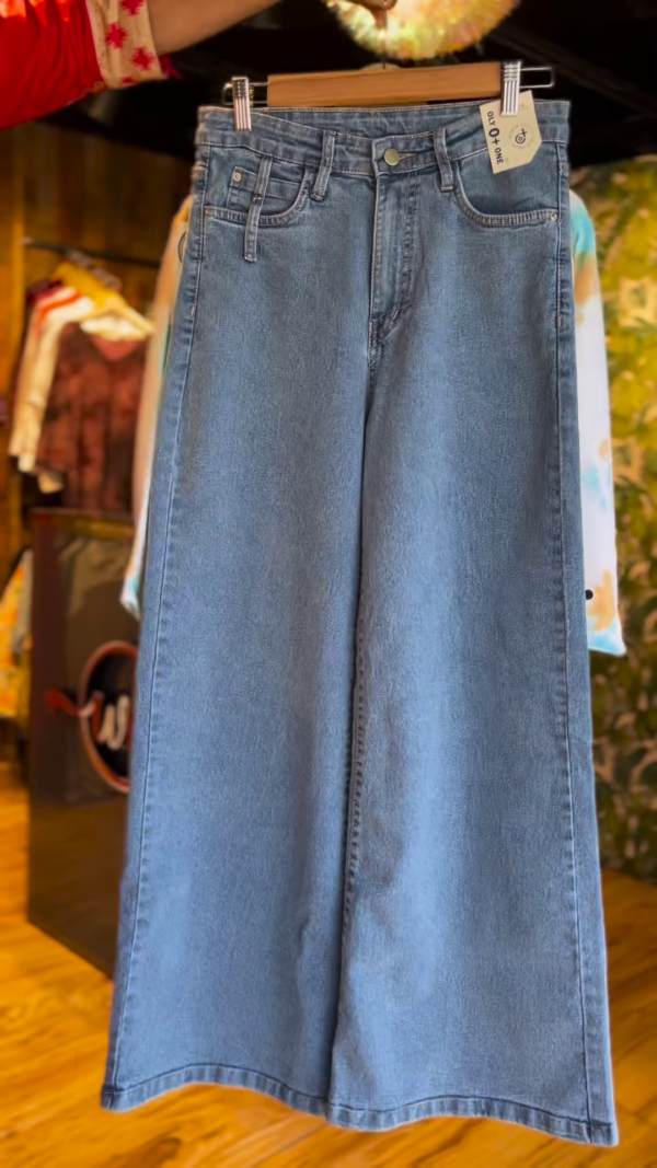 Women's Tie-Dye Button-Down Shirt with Raw Hem + Knee-Length Denim Skirt Set – Casual & Chic Summer Outfit - Image 2