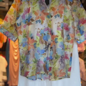 Girls’ 2-Piece Pastel Floral Co-ord Set – Button-Up Shirt & White Shorts | Easy Breezy Summer Style