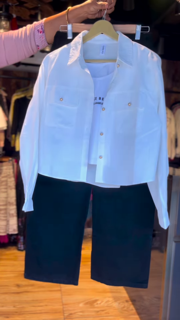 Girls’ Black & White Co-ord Set – Utility Shirt, Printed Tee & Culotte Pants | Everyday Street Style