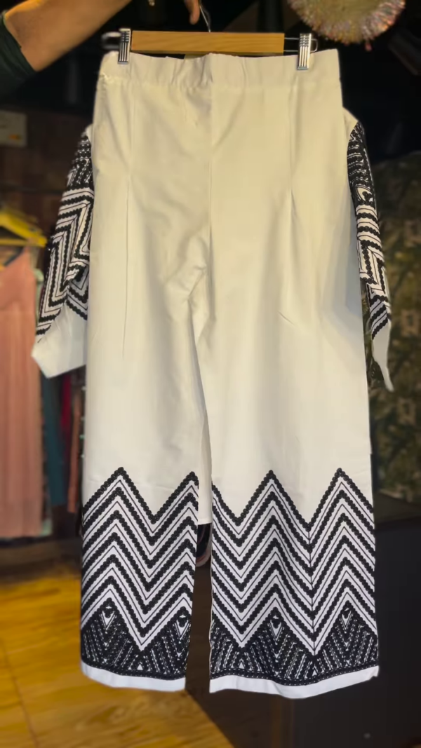 Girls’ Monochrome Zig-Zag Co-ord Set – Sequin Detail Top & Wide-Leg Pants | Party-Ready Look - Image 2