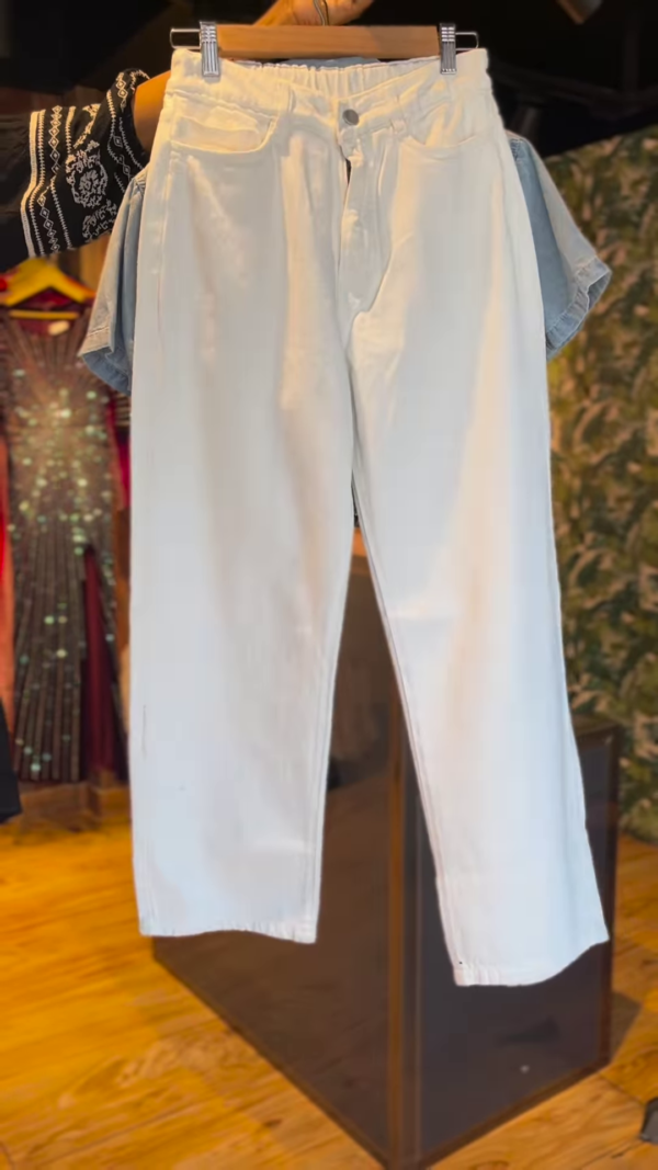Girls’ Denim Chic Co-ord Set with Rhinestone Shirt & White Wide-Leg Pants | Summer Cool Look - Image 2