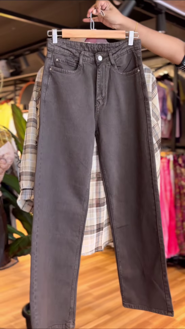 Beige & Brown Plaid Co-ord Set with White Crop Top & Black Trousers - Image 2