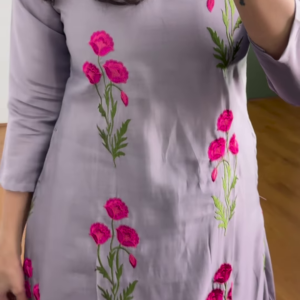 Women’s Floral Embroidered Kurta with Palazzos – Elegant 2-Piece Set with 3/4 Sleeves & Flared Silhouette (Available in 3 Colors)