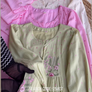 Embroidered Cotton Kurtis for Women – Set of 3 Pastel Colors (Mint Green, Baby Pink, Ivory) | Elegant Ramadan Collection