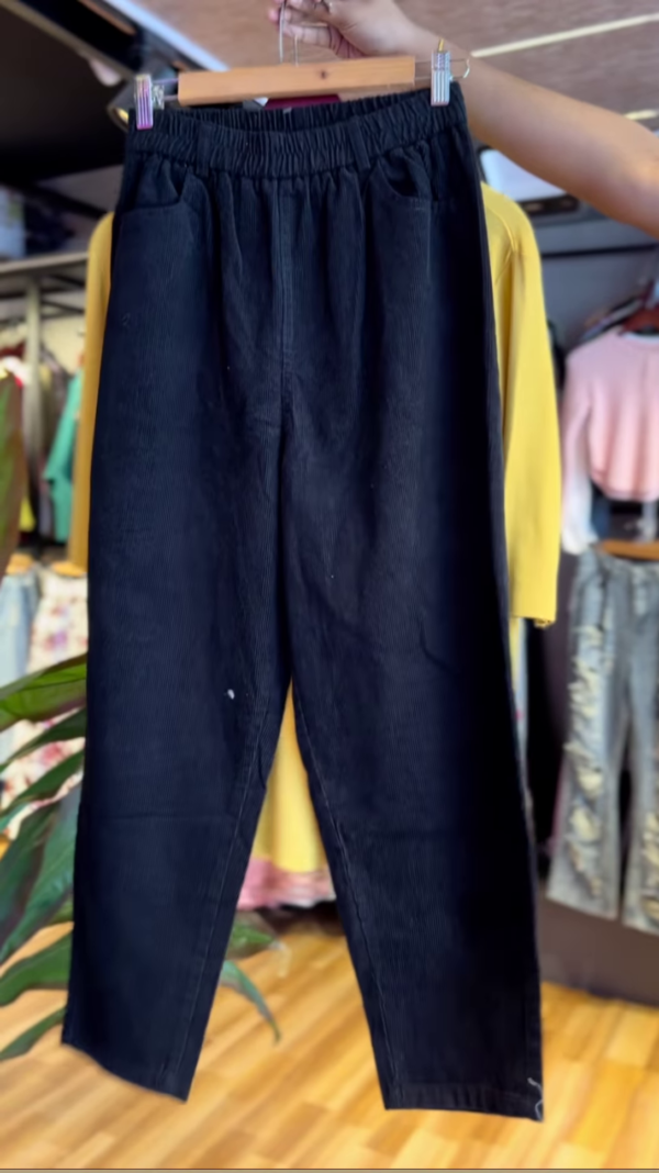 Mustard Yellow Polo Neck Floral Top with Black Pants – Casual Chic Two-Piece Set for Everyday Elegance - Image 2