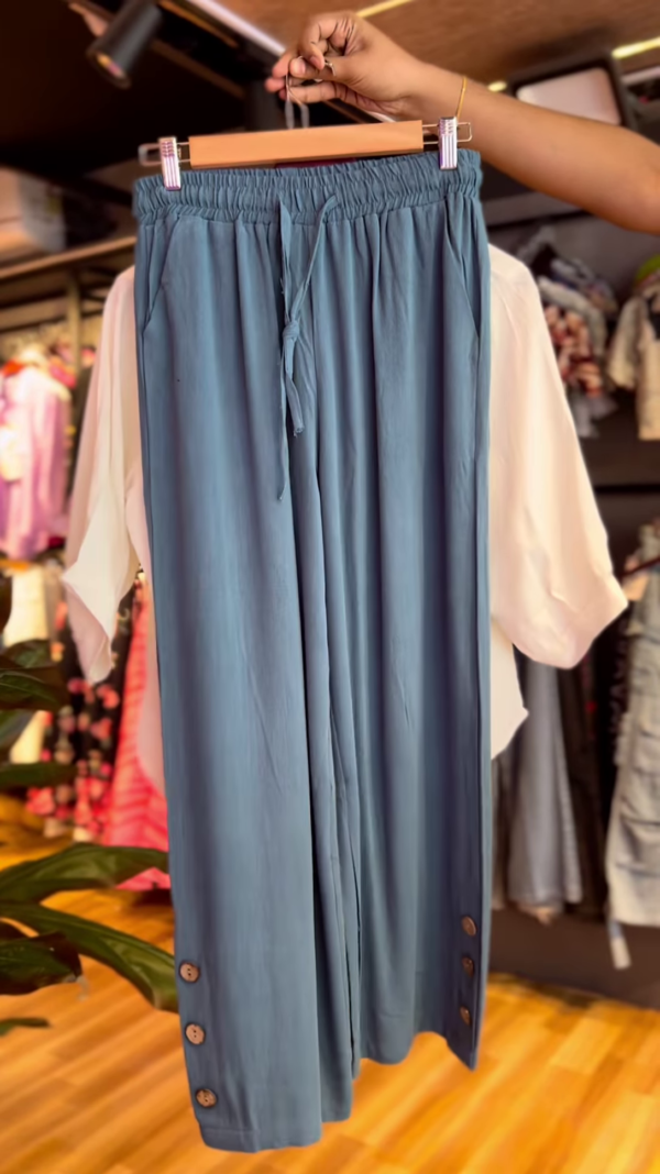 Elegant White Embroidered Kurti with Teal Blue Culottes – Stylish Ethnic Fusion Co-Ord Set for Women - Image 2