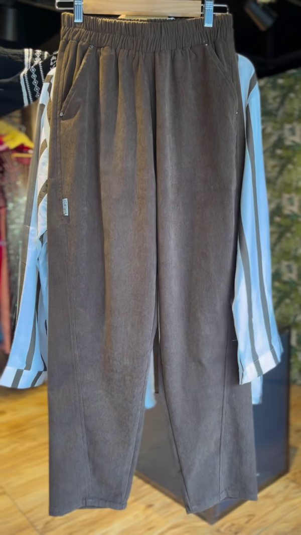 Brown Cami Top with Striped Overshirt & Matching Trousers – 3-Piece Casual Co-Ord Set for Women - Image 2