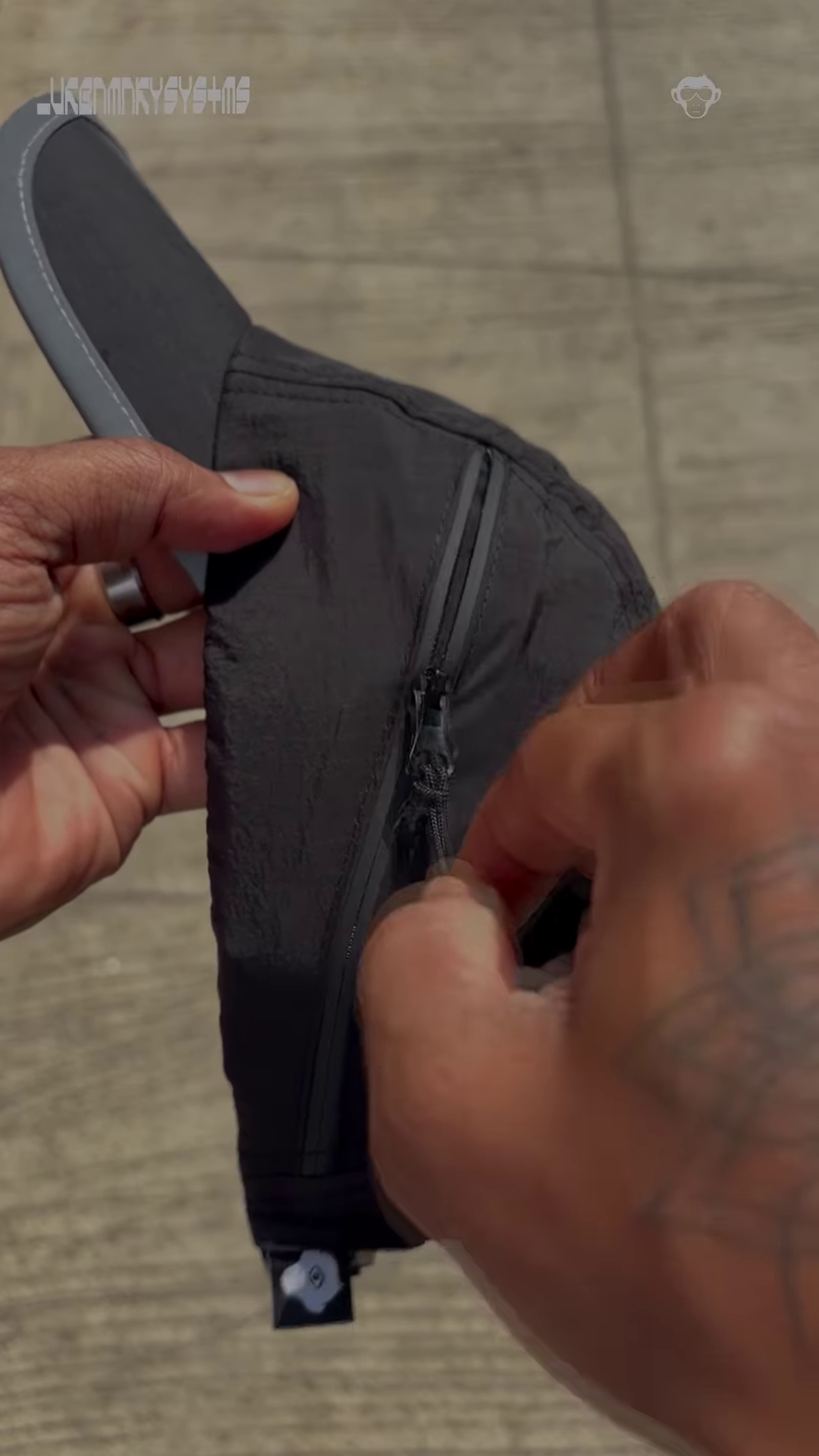 Black Cap with Hidden Zipper Pocket - Image 3