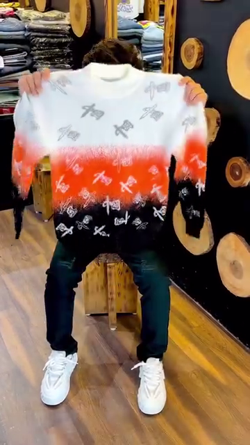 Men’s Graphic Checkered Knit Sweater – Retro Streetwear Vibes 🧶 - Image 3