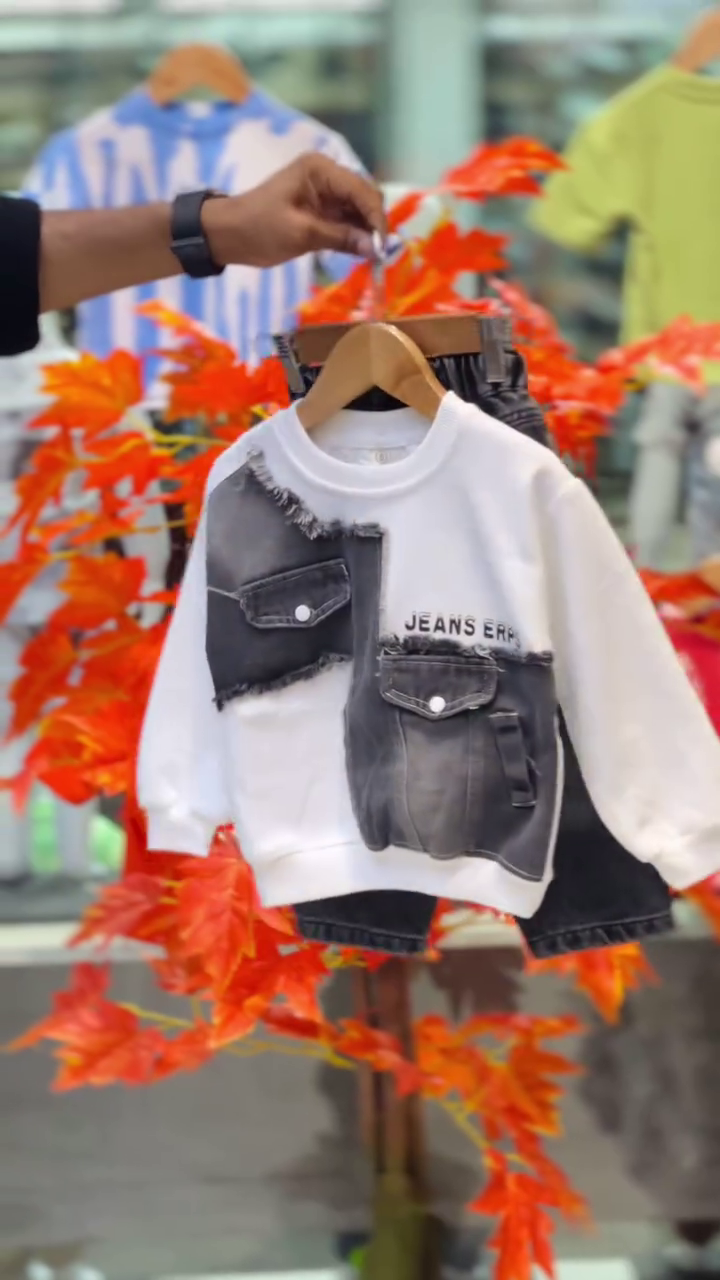 Denim Fusion Kids Co-Ord Set | Urban Black Wash | Full Sleeve Sweatshirt + Jeans - Image 4