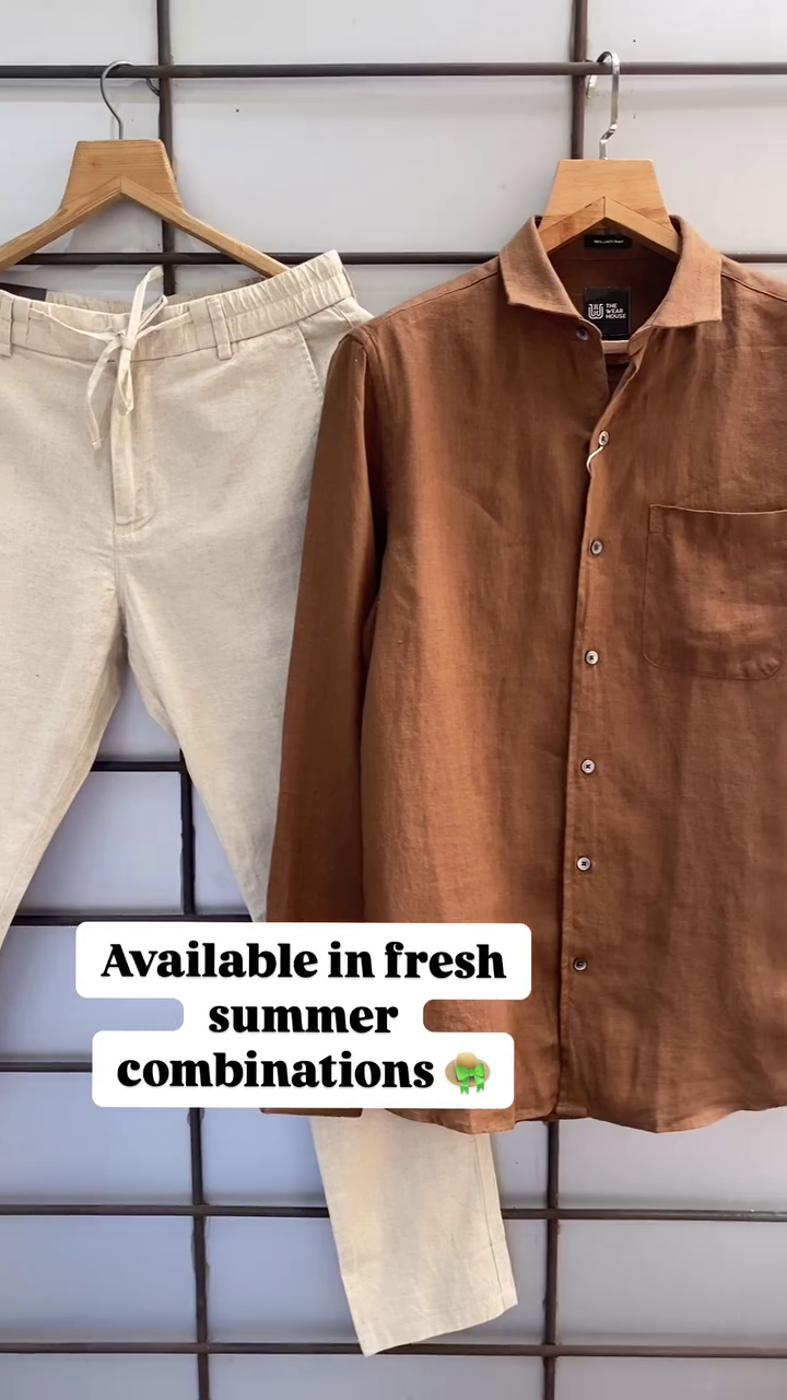Men’s Casual Olive Green Linen Shirt & Beige Cotton Trouser Set – Breathable & Stylish Summer Outfit (7 Color Options) - Image 2