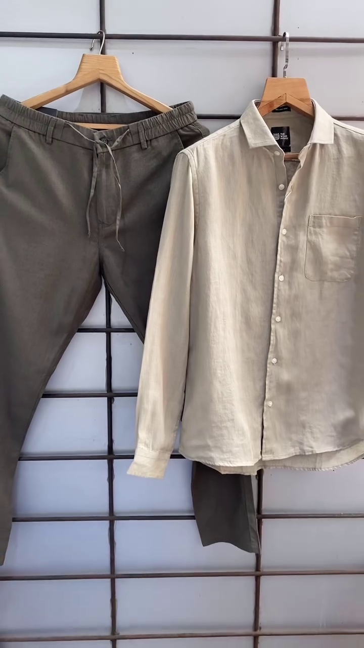 Men’s Casual Olive Green Linen Shirt & Beige Cotton Trouser Set – Breathable & Stylish Summer Outfit (7 Color Options) - Image 5