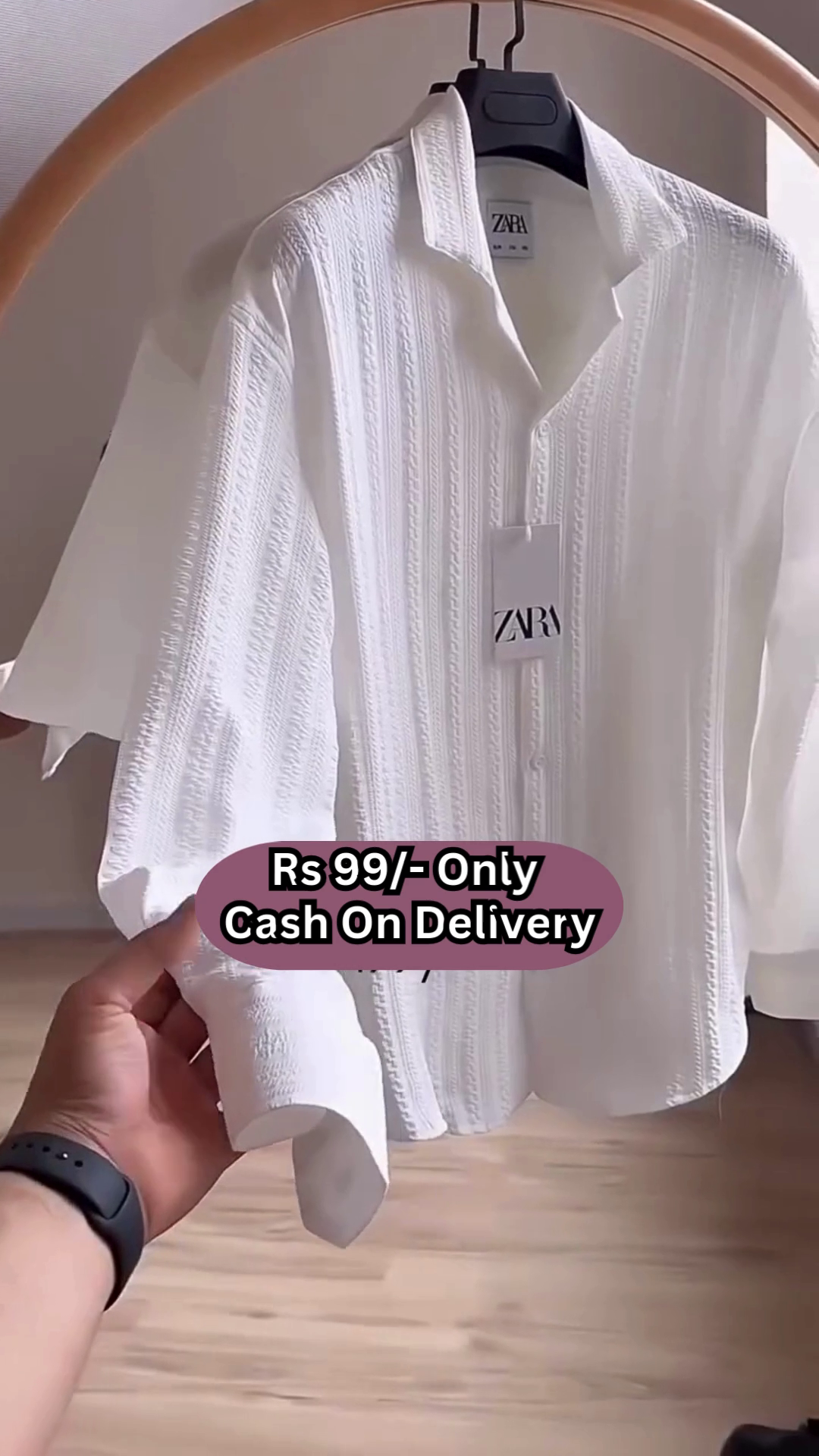 Men’s White Textured Designer Shirt – Premium Look Casual Wear | Rs. 99 Only | COD Available