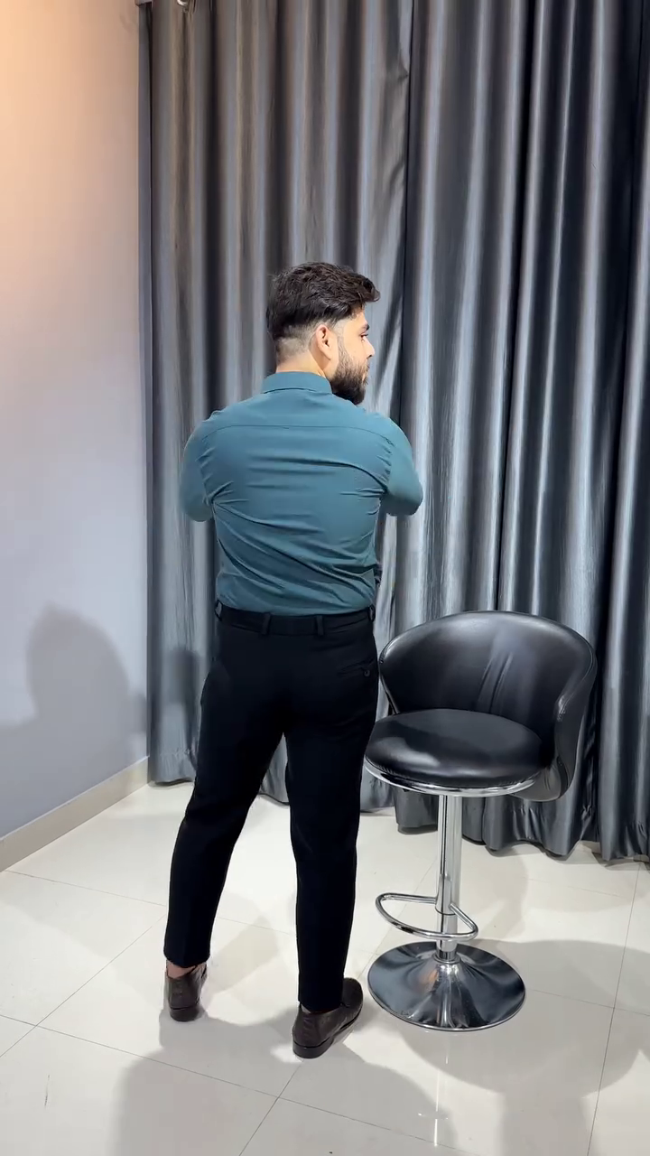 Men’s Teal Blue Stretchable Printed Shirt with Feather Design – Slim Fit Party Wear (2 Color Options) - Image 2