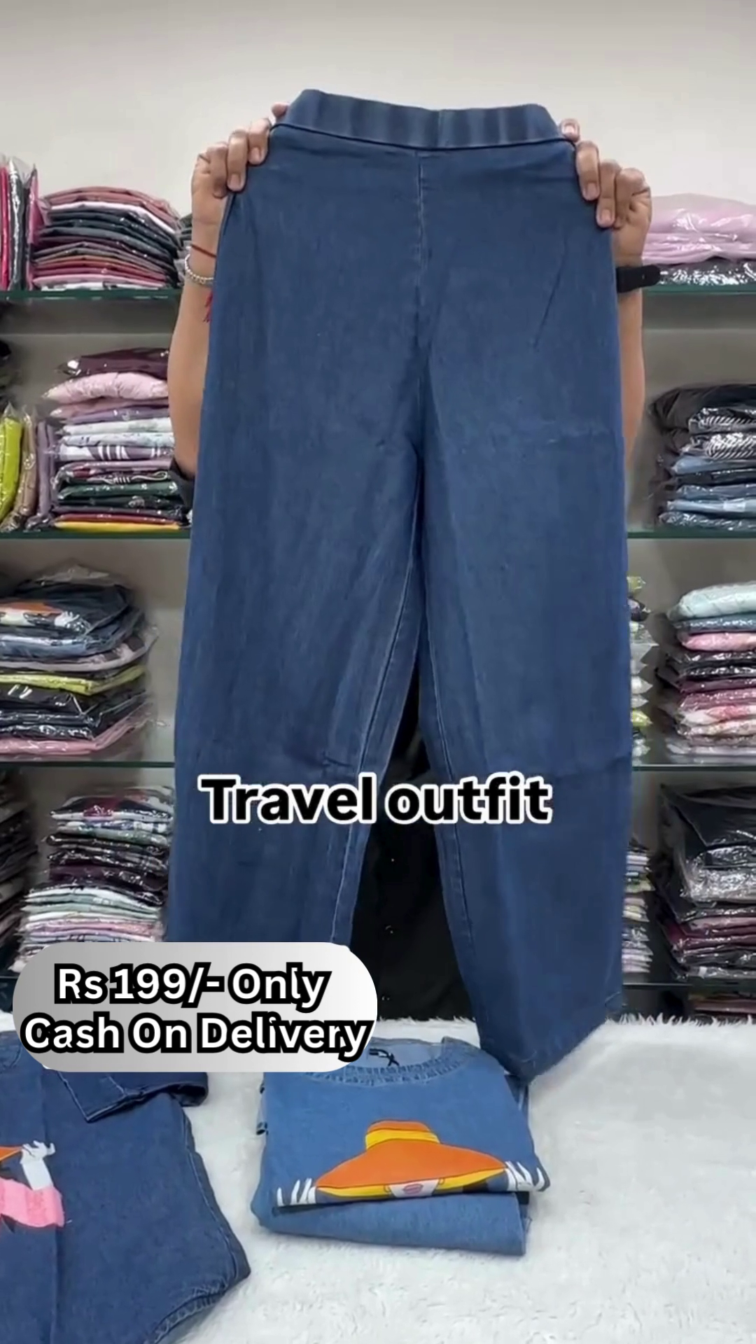 Trendy Denim Travel Co-ord Set for Women – Printed Casual Wear | Rs.199/- Only | COD Available - Image 2
