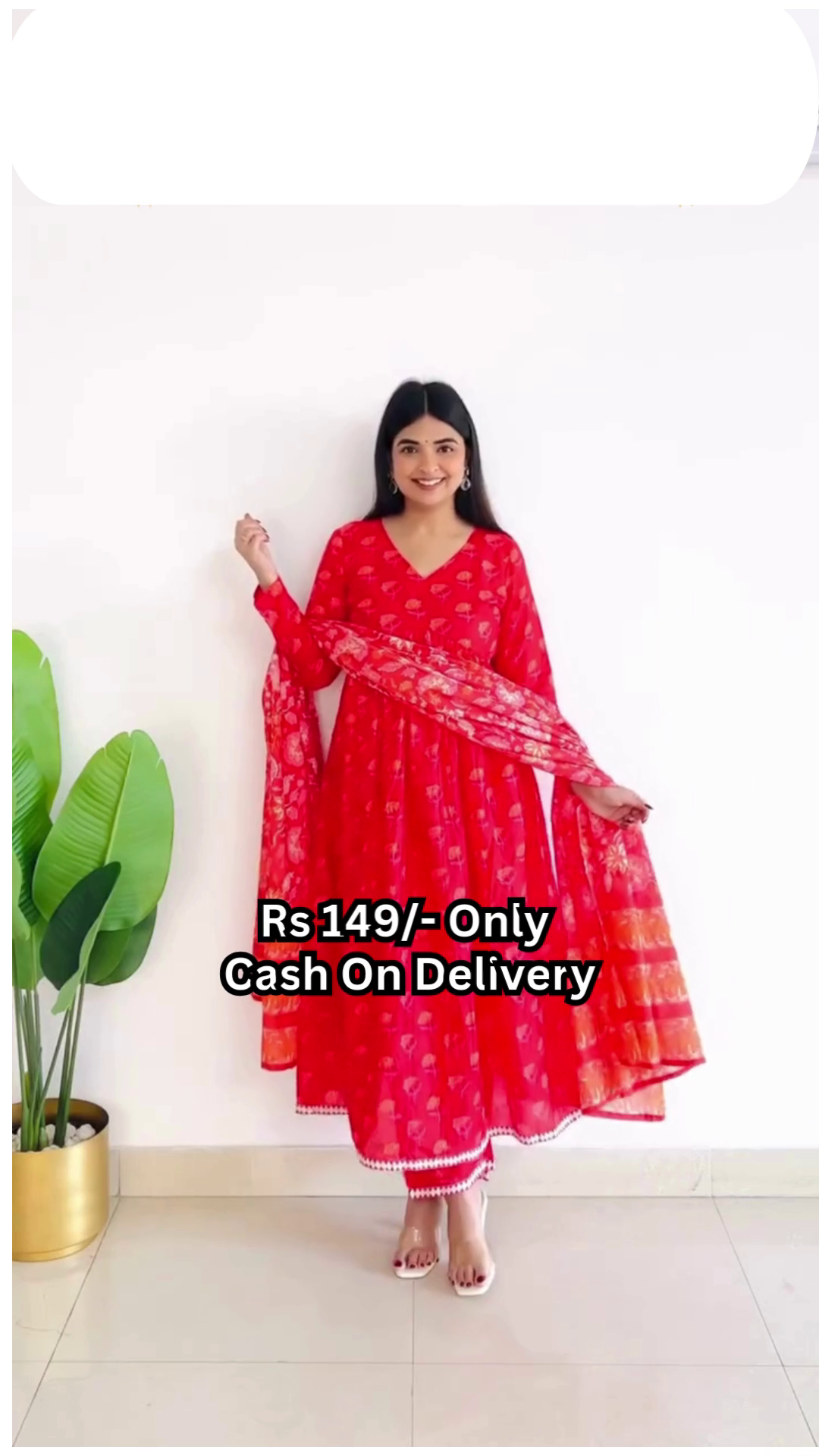 Elegant Maroon Anarkali Kurti with Printed Green Dupatta – Budget Ethnic Wear for Women | Rs.149/- Only | COD Available - Image 3