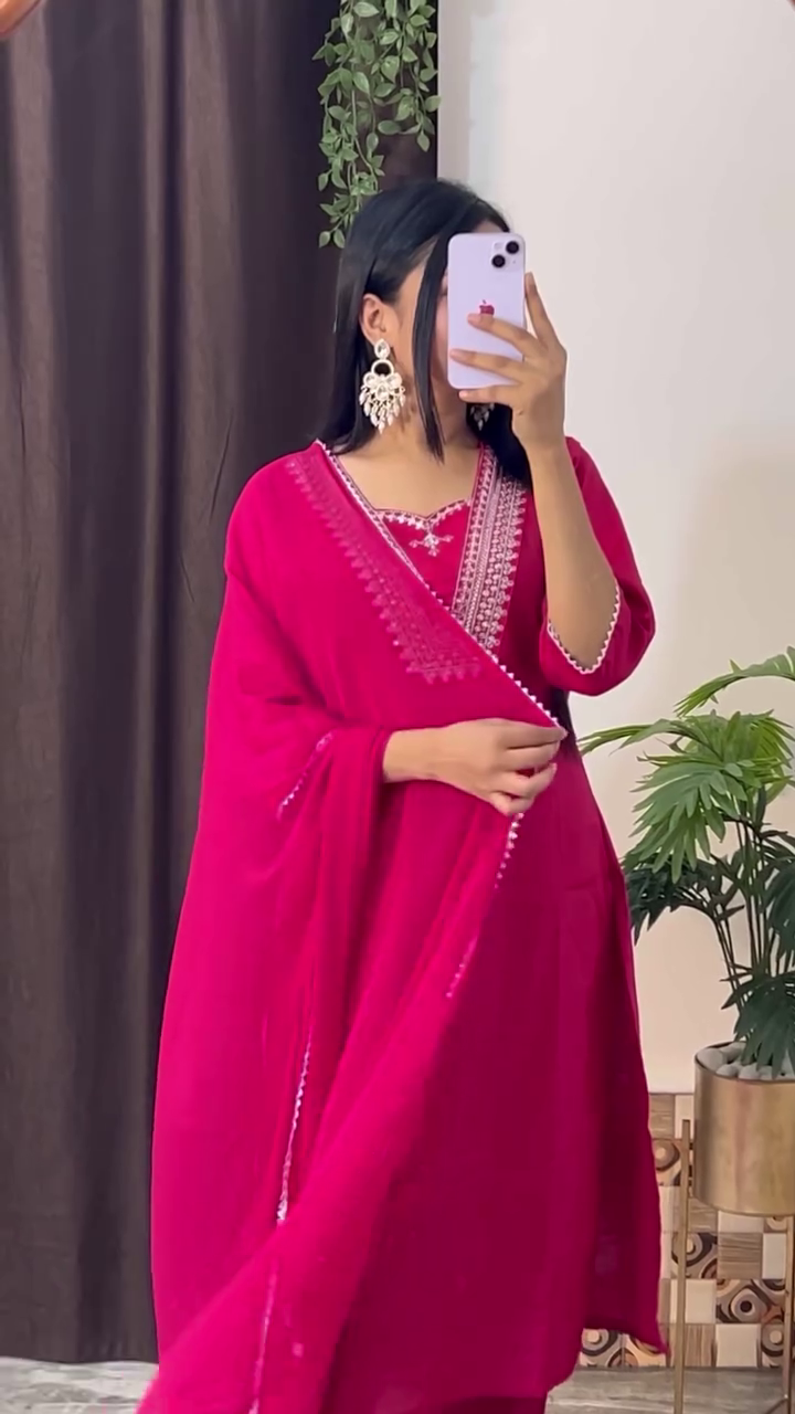 Graceful Bandhej-Style Kurta Set with Embroidery – 8 Color Options | Ethnic Wear for Women - Image 5