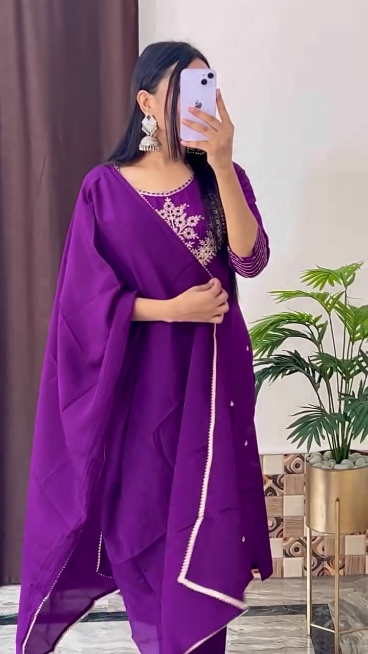 Graceful Bandhej-Style Kurta Set with Embroidery – 8 Color Options | Ethnic Wear for Women - Image 8