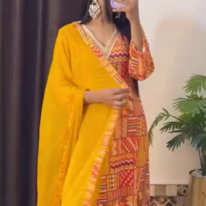 Festive Yellow Embroidered Kurta Set with Multicolor Dupatta β 10 Color Variants | Ethnic Wear for Women