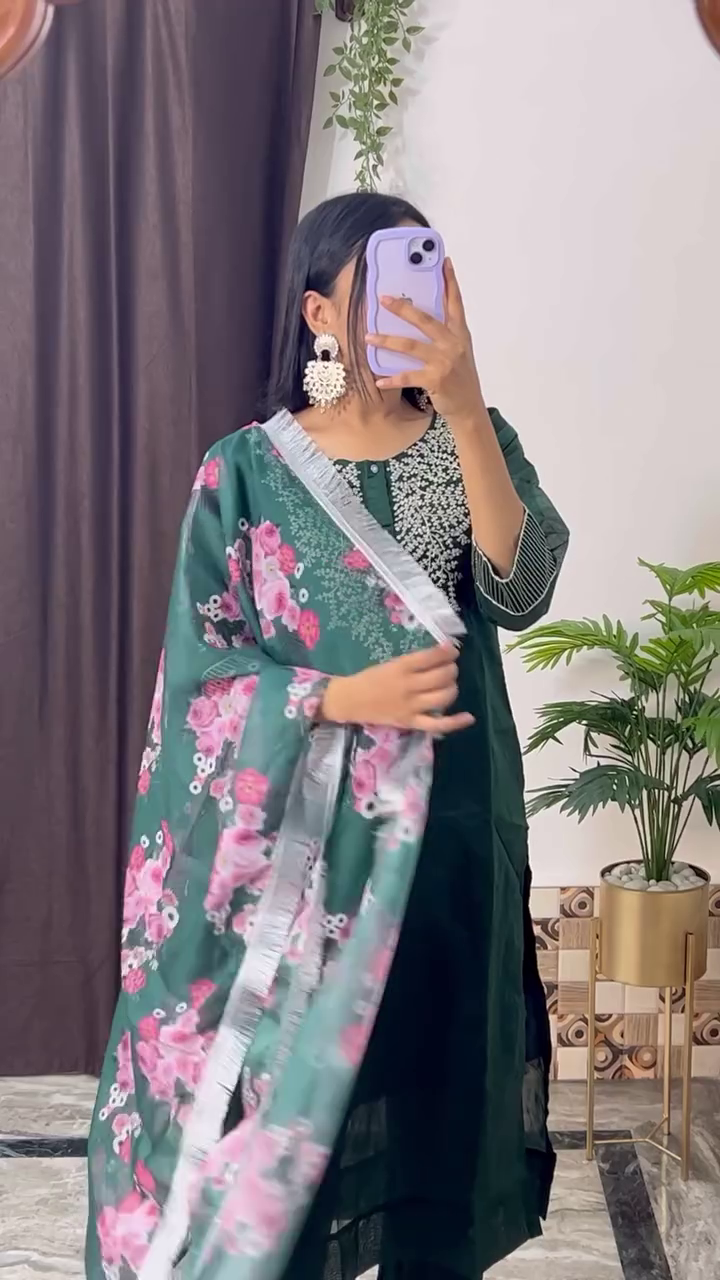 Elegant Magenta Embroidered Kurta Set with Floral Printed Dupatta – 8 Color Variants | Ethnic Wear for Women - Image 2