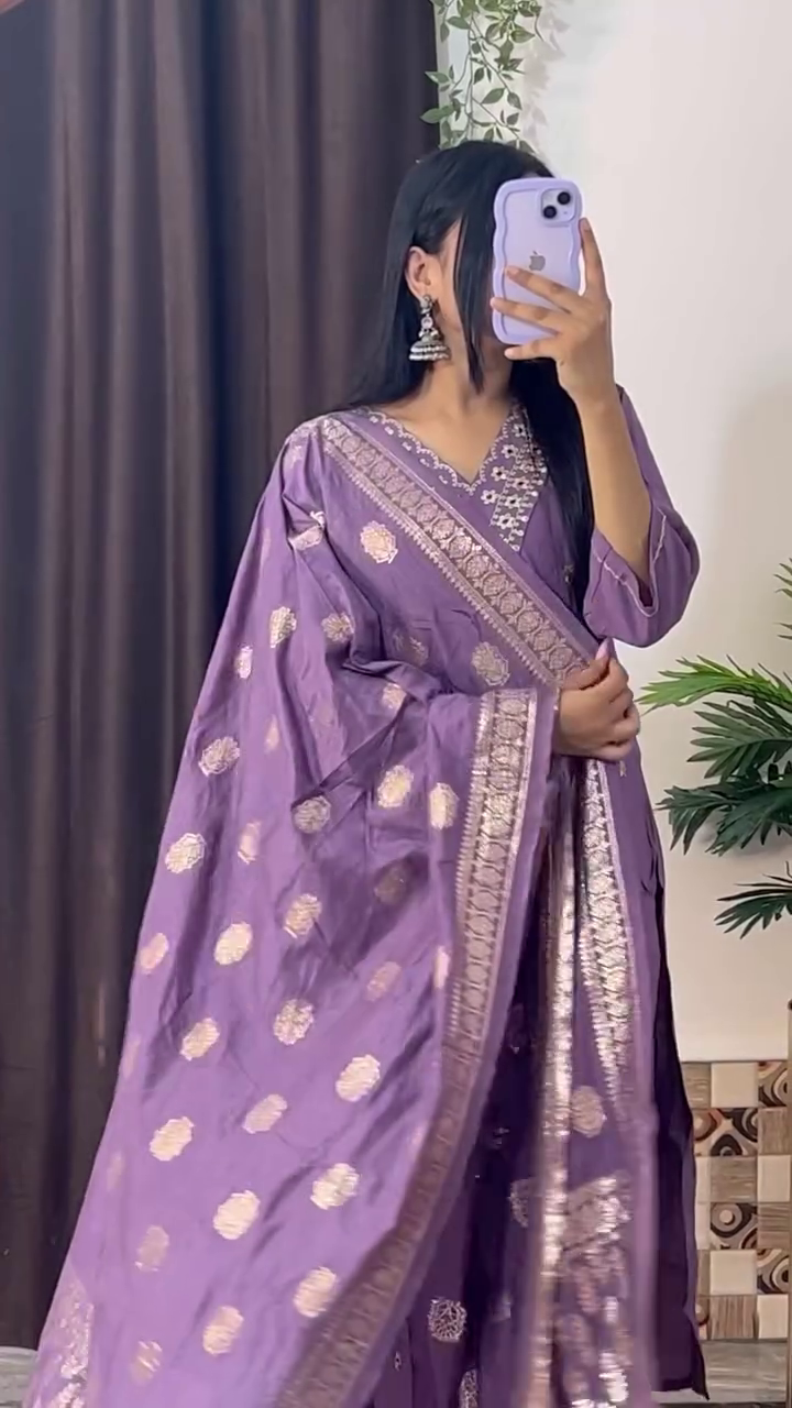 Elegant Magenta Embroidered Kurta Set with Floral Printed Dupatta – 8 Color Variants | Ethnic Wear for Women - Image 10