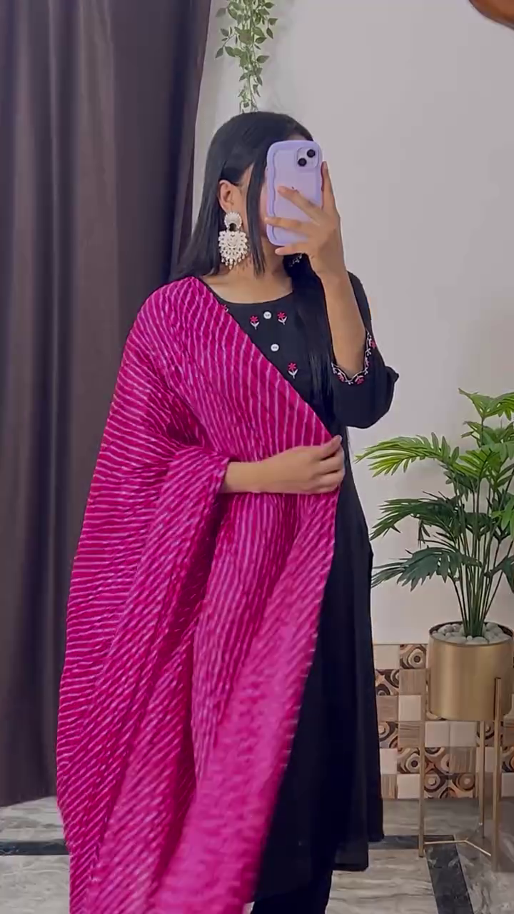 Elegant Magenta Embroidered Kurta Set with Floral Printed Dupatta – 8 Color Variants | Ethnic Wear for Women - Image 6