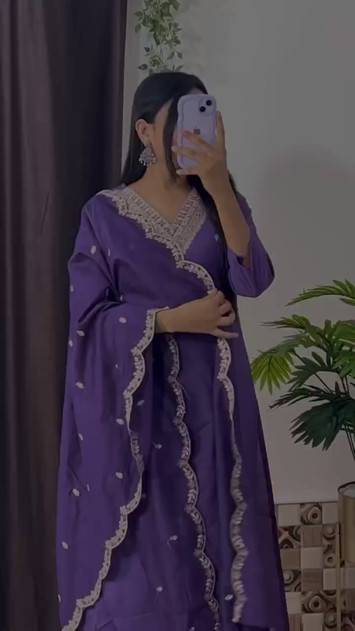 Elegant Magenta Embroidered Kurta Set with Floral Printed Dupatta – 8 Color Variants | Ethnic Wear for Women - Image 7