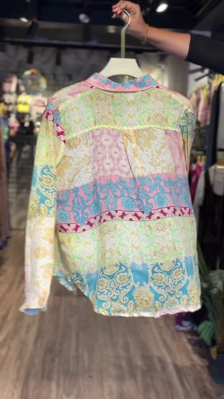 Trendy Pastel Patchwork Sheer Shirt with Inner Camisole – Boho Chic Style | Lightweight Summer Layer - Image 2
