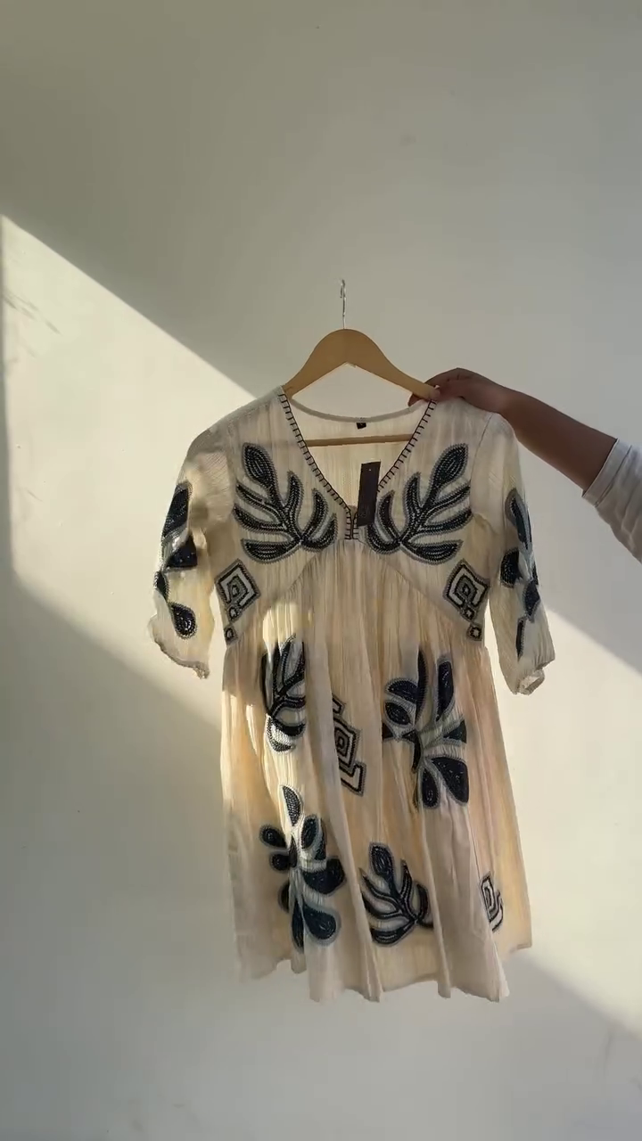 Boho Floral Embroidered Cotton Tunic | Multicolor Ethnic Top for Women - Image 2