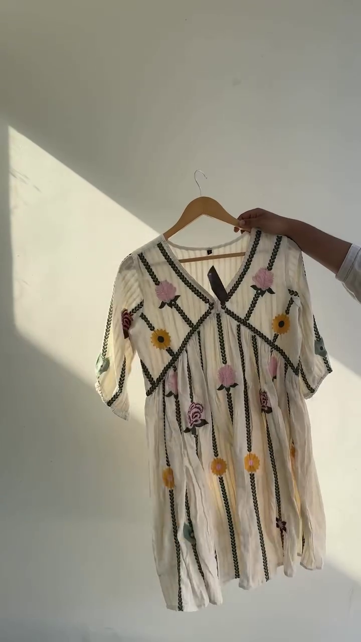 Boho Floral Embroidered Cotton Tunic | Multicolor Ethnic Top for Women - Image 6