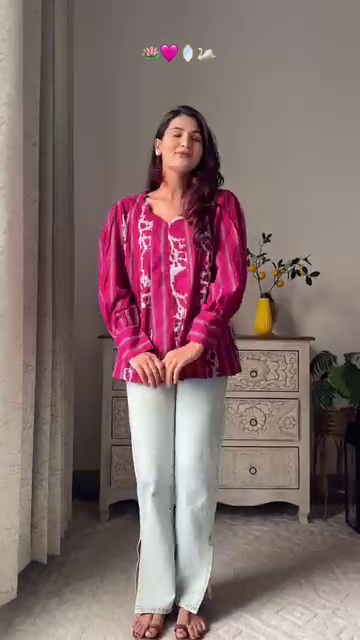 Lime Green Floral Printed Peplum Kurti with White Trousers | Breezy Everyday Ethnic Wear - Image 2