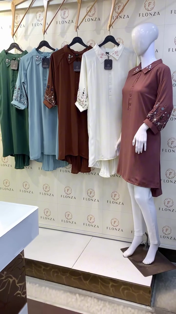 Embroidered High-Low Shirt Tunic – FLONZA | Casual Chic in 5 Elegant Shades - Image 4
