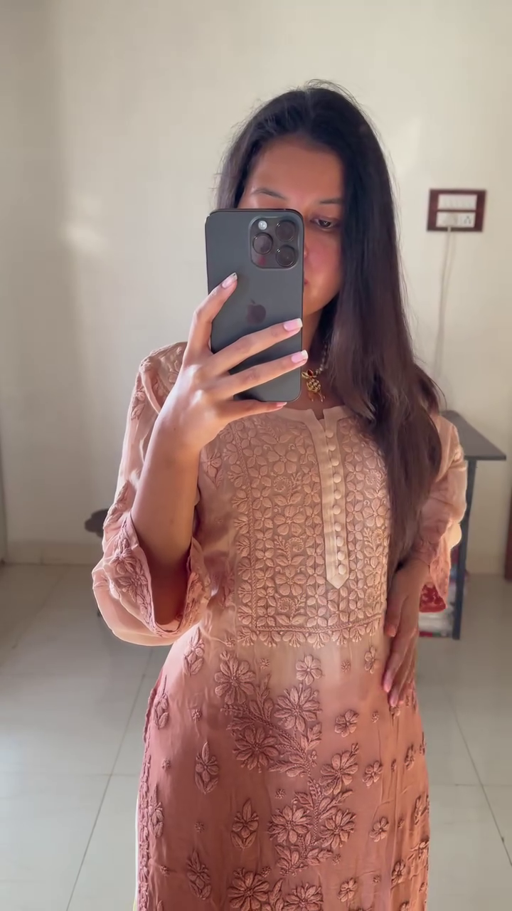 Elegant Ombre Embroidered Kurta – Chikankari-Inspired Design in 4 Shades - Image 2