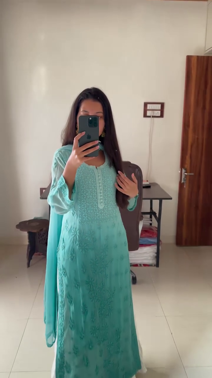 Elegant Ombre Embroidered Kurta – Chikankari-Inspired Design in 4 Shades - Image 4