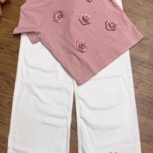 Women's Summer Combo Set – Smocked Puff Sleeve Top & Wide-Leg Jeans | 6 Color Options