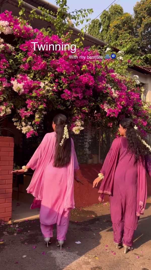 Elegant Twin Embroidered Kurta Sets for Besties – Lavender & Pink Combo - Image 2