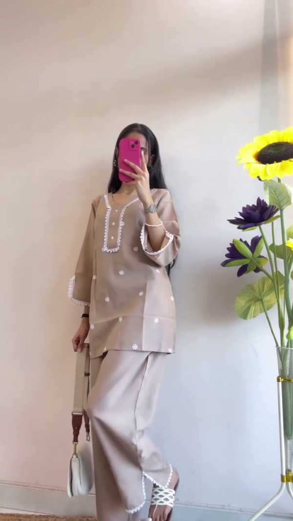 Chic Embroidered A-Line Co-ord Set for Women – 5 Elegant Shades - Image 6