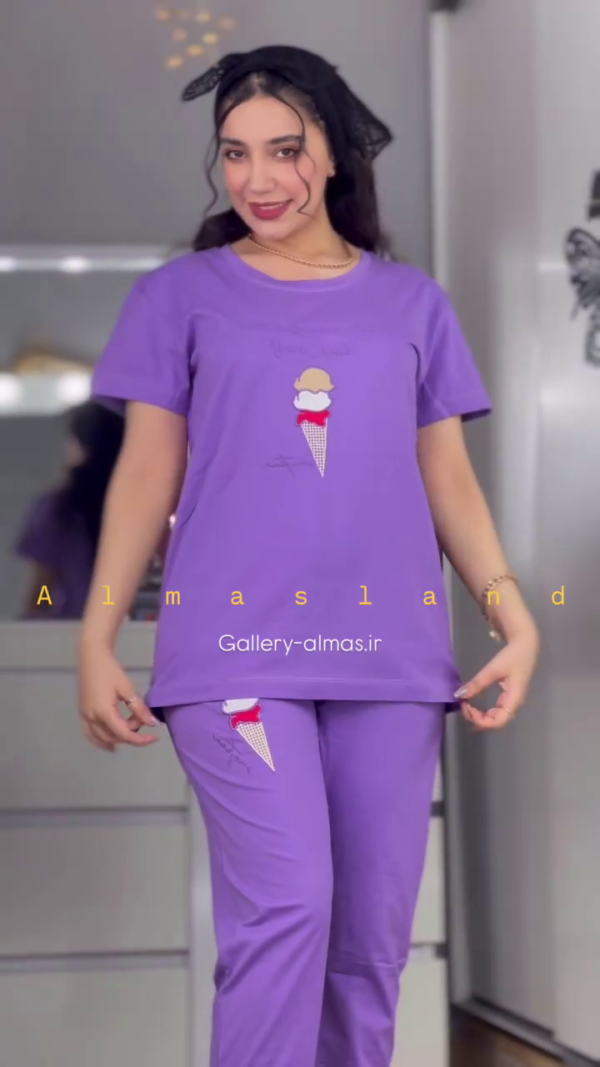 Cute Ice Cream Printed Cotton Pajama Set – 5 Fun Colors - Image 5