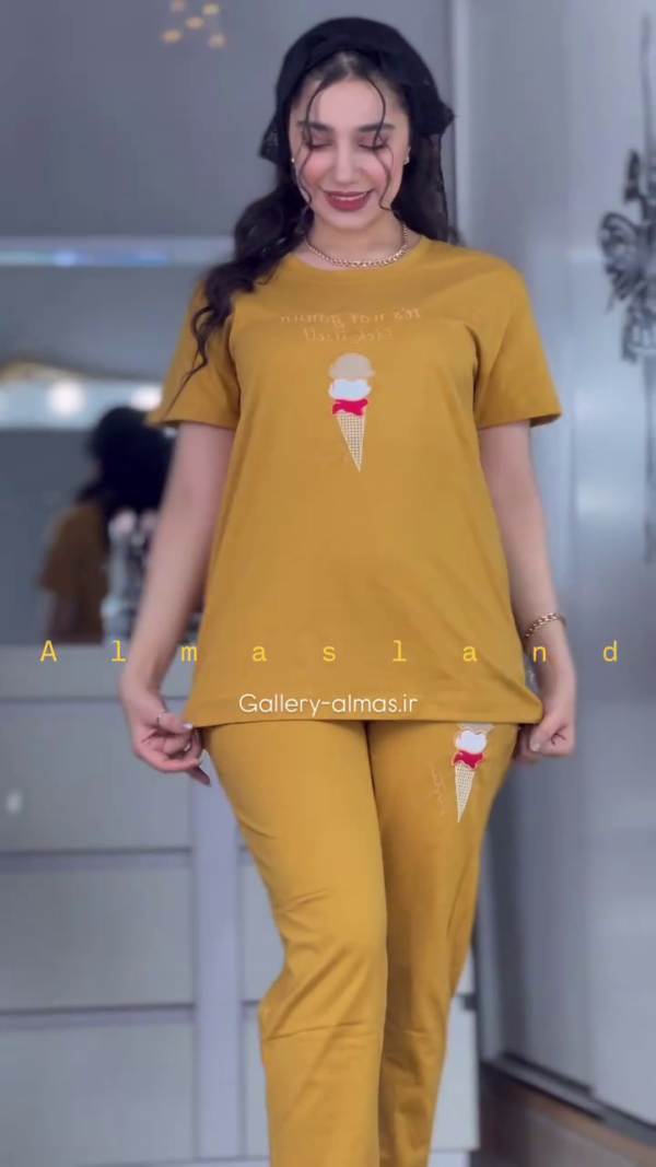 Cute Ice Cream Printed Cotton Pajama Set – 5 Fun Colors - Image 3