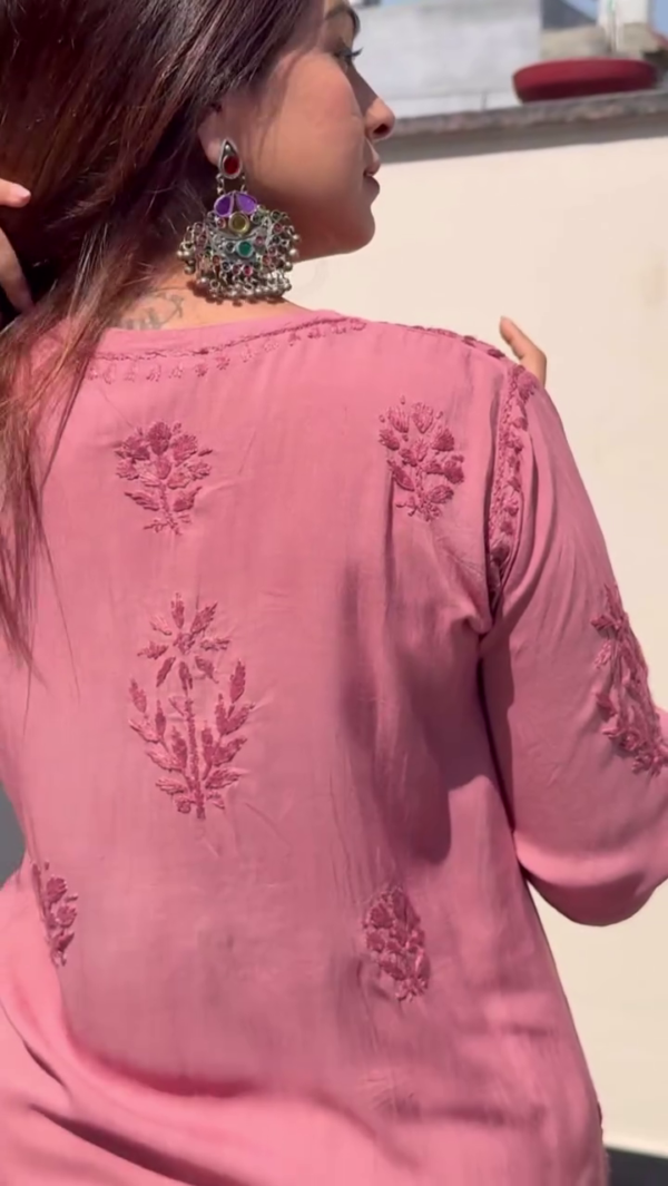 Elegant Sky Blue Ethnic Kurti Set with White Embroidery – Available in 2 Timeless Colors - Image 3