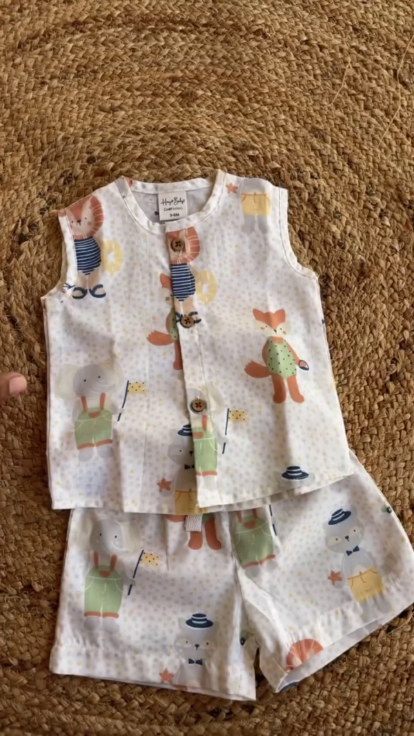 Adorable Rainbow Print Cotton Jabla Set for Babies – Soft & Breathable | 7 Color Options - Image 4