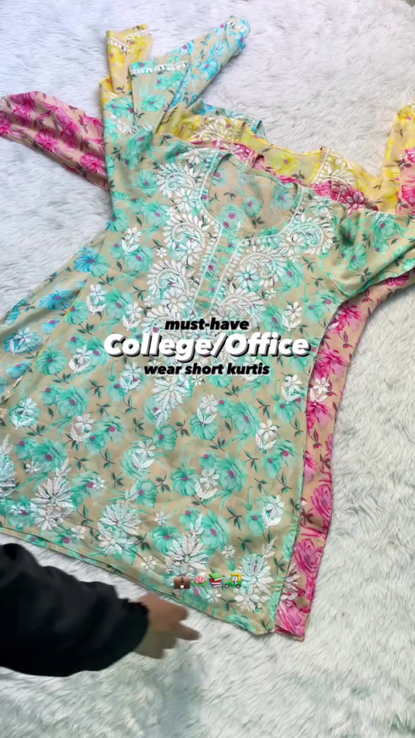 Floral Embroidered Short Kurti – Perfect for College & Office Wear | Available in 6 Colors - Image 5