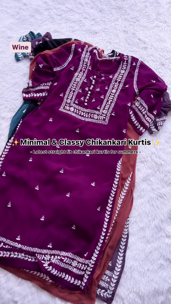 Teal Blue Chikankari Kurti – Elegant & Minimal Straight Fit for Summer | 10 Color Options - Image 6
