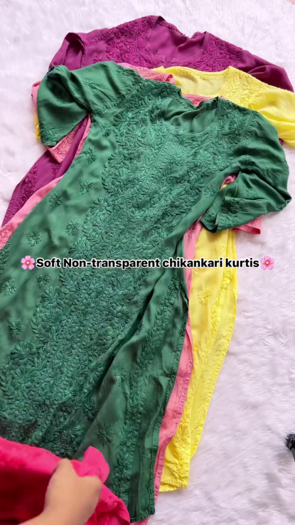 Wine Chikankari Kurti – All-Over Embroidery | Soft & Non-Transparent Fabric | 8 Elegant Colors - Image 5