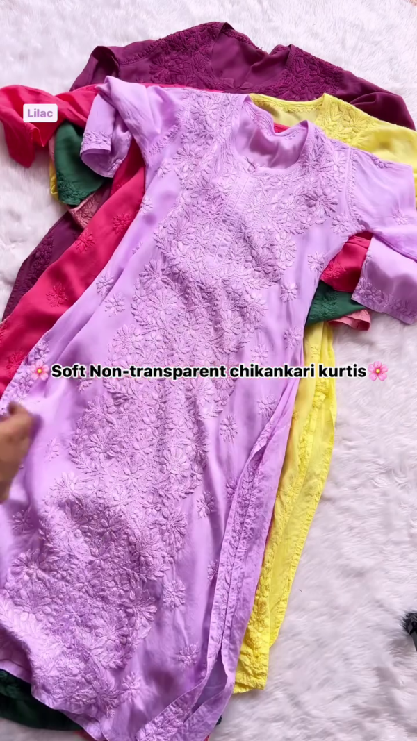 Wine Chikankari Kurti – All-Over Embroidery | Soft & Non-Transparent Fabric | 8 Elegant Colors - Image 7