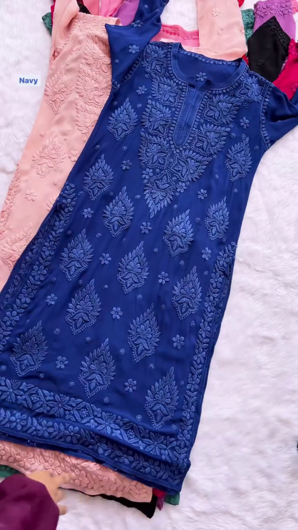 Elegant Pink Chikankari Kurti – Full Embroidery | Soft, Non-Transparent Fabric | 10 Radiant Colors - Image 2