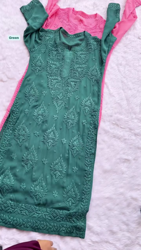 Elegant Pink Chikankari Kurti – Full Embroidery | Soft, Non-Transparent Fabric | 10 Radiant Colors - Image 9