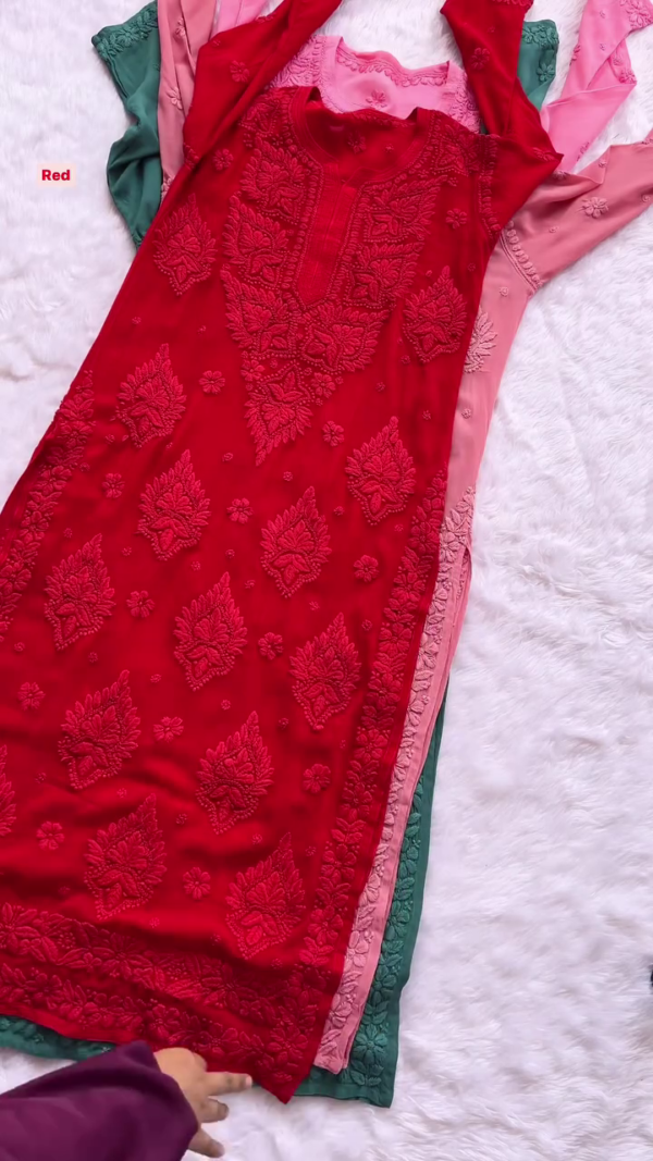 Elegant Pink Chikankari Kurti – Full Embroidery | Soft, Non-Transparent Fabric | 10 Radiant Colors - Image 7