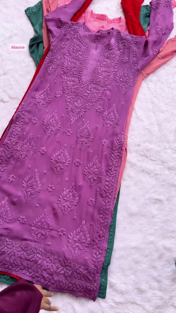 Elegant Pink Chikankari Kurti – Full Embroidery | Soft, Non-Transparent Fabric | 10 Radiant Colors - Image 6