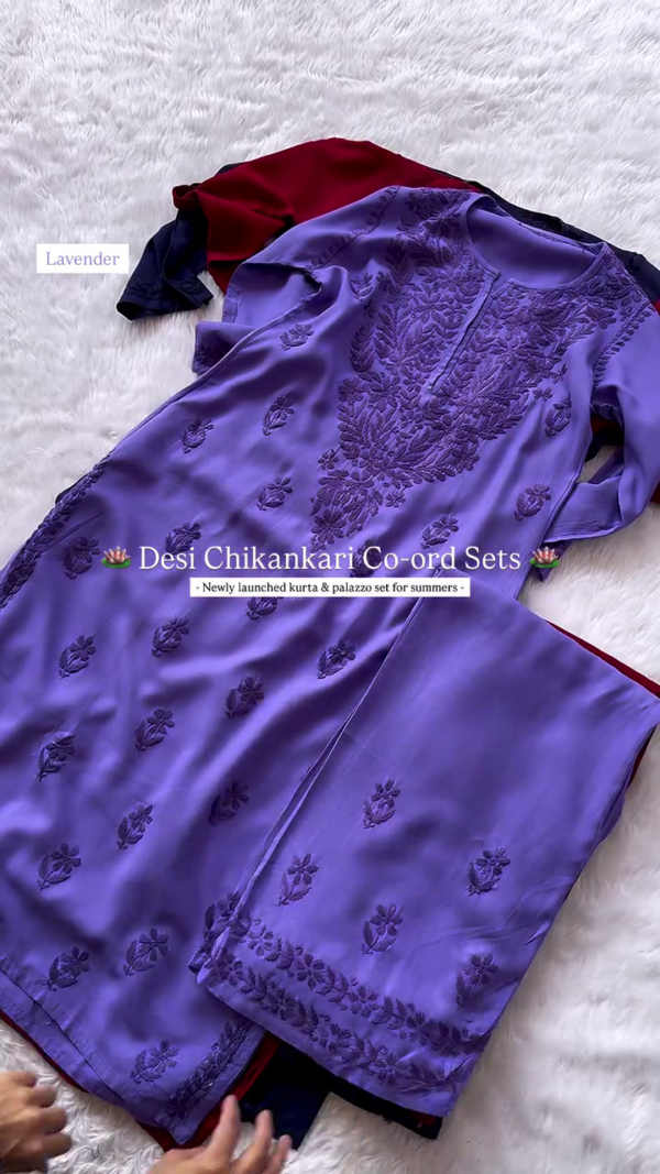 Elegant Chikankari Kurta & Palazzo Co-ord Set for Summer – Traditional Desi Look (6 Colors) - Image 5